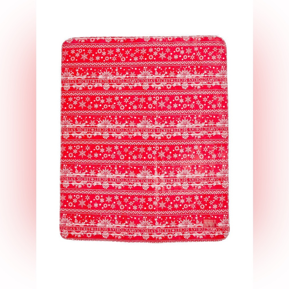 NWT Victoria Secret Plush Fleece Blanket - Red & White - One Size